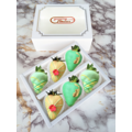 6pcs Green & Yellow with Gold Leaf Chocolate Strawberries Gift Box